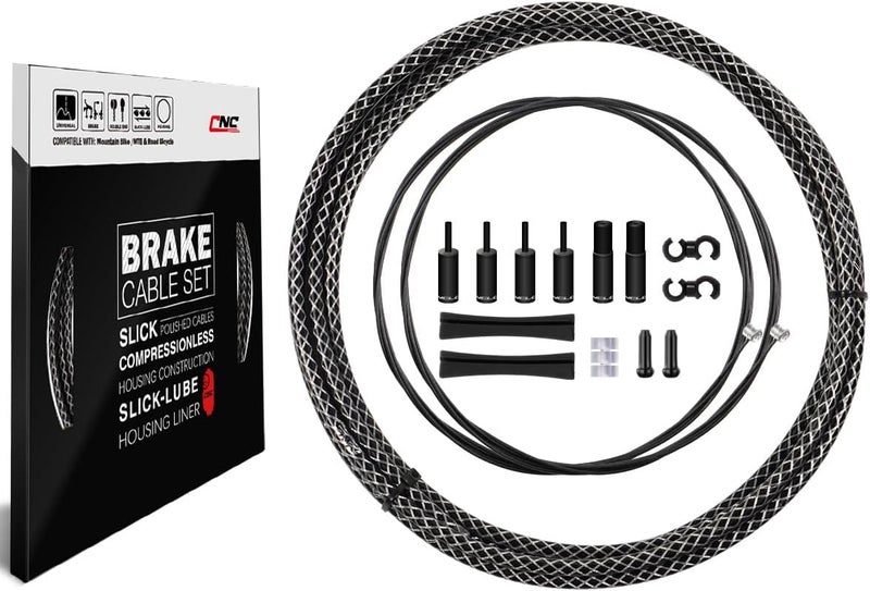 CNC Mountain Bike Brake Cable Kit,Bicycle Brake Cable Housing Coated Braided & Teflon Inner line For MTB（Black/Gold/Silver/Titanium silver） - Image 1